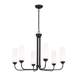 Truby 29.25 in. 6-Light Black Art Deco Shaded Empire Chandelier for Dining Room