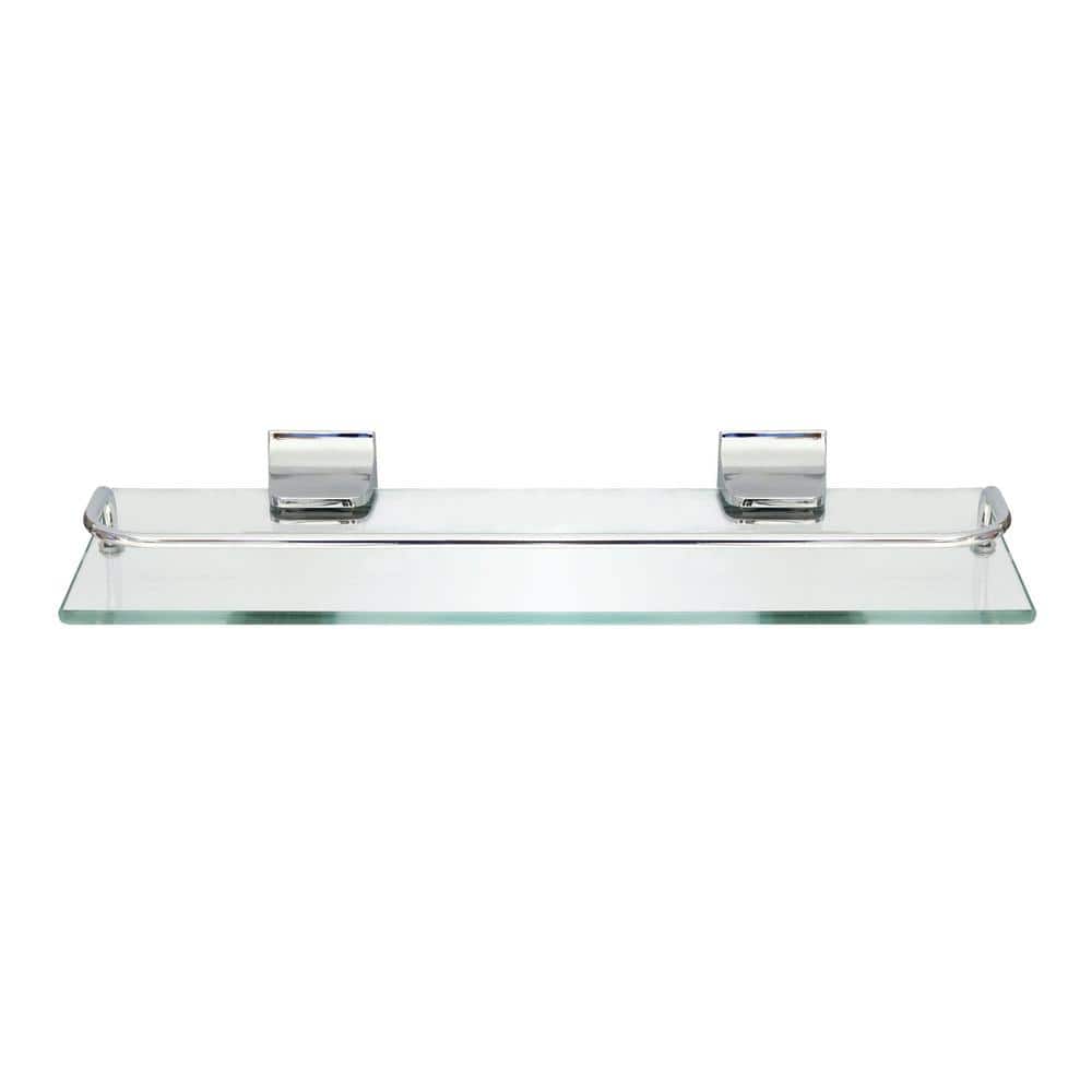 MODONA 13.75 in. Glass Wall Shelf with Pre-Installed Rail in Polished  Chrome GWS-PC The Home Depot