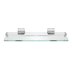 13.75 in. Glass Wall Shelf with Pre-Installed Rail in Polished Chrome