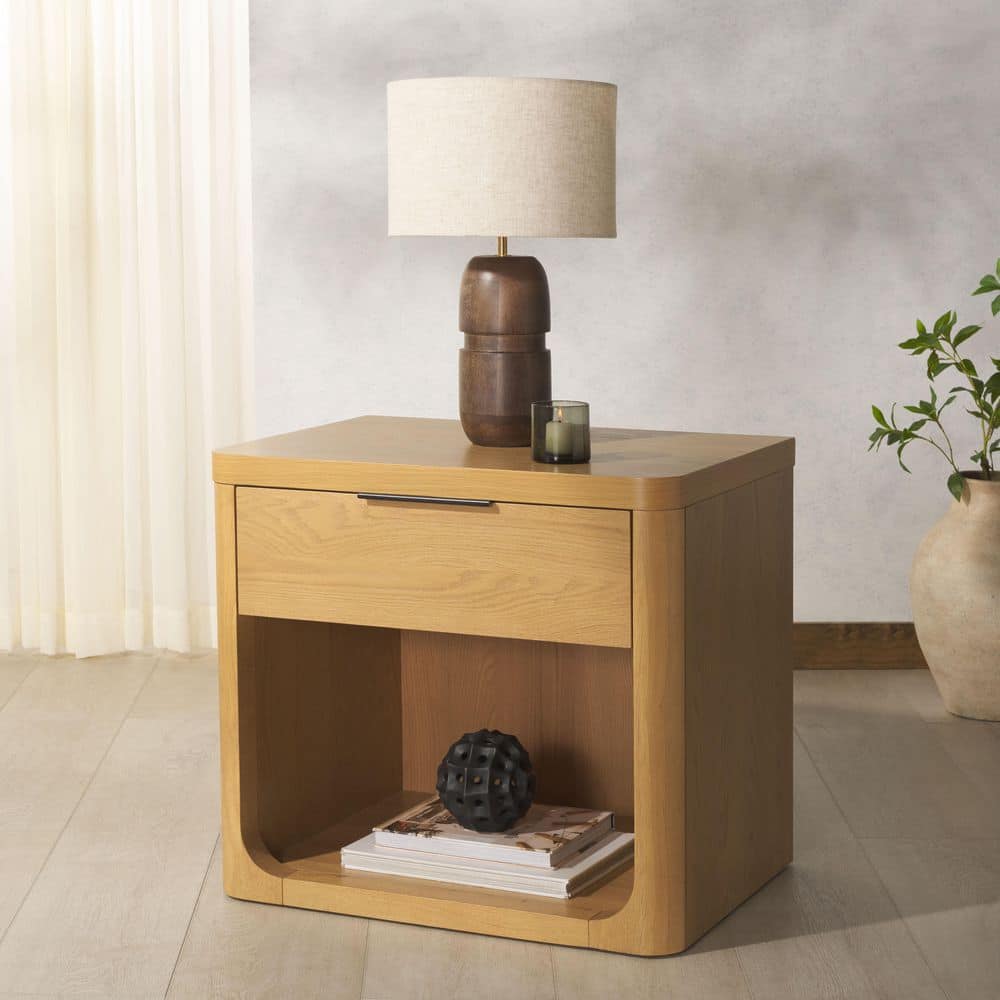 Raylie Natural 1 Drawer Nightstand