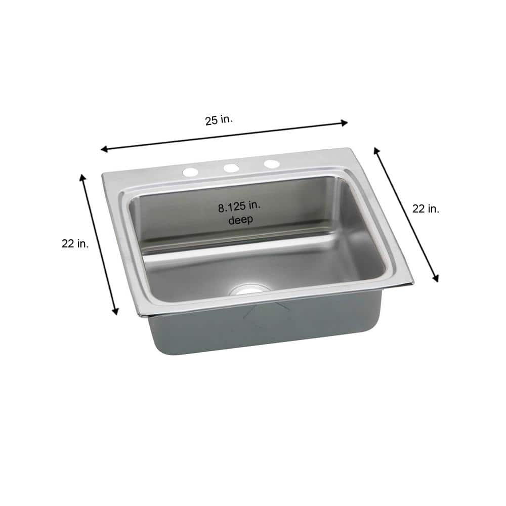 Lustertone 25" Stainless Steel Drop-In Single Bowl Kitchen Sink