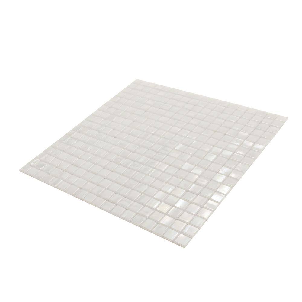 Dark Bone White Iridescent Glass Mosaic Wall and Floor Tile