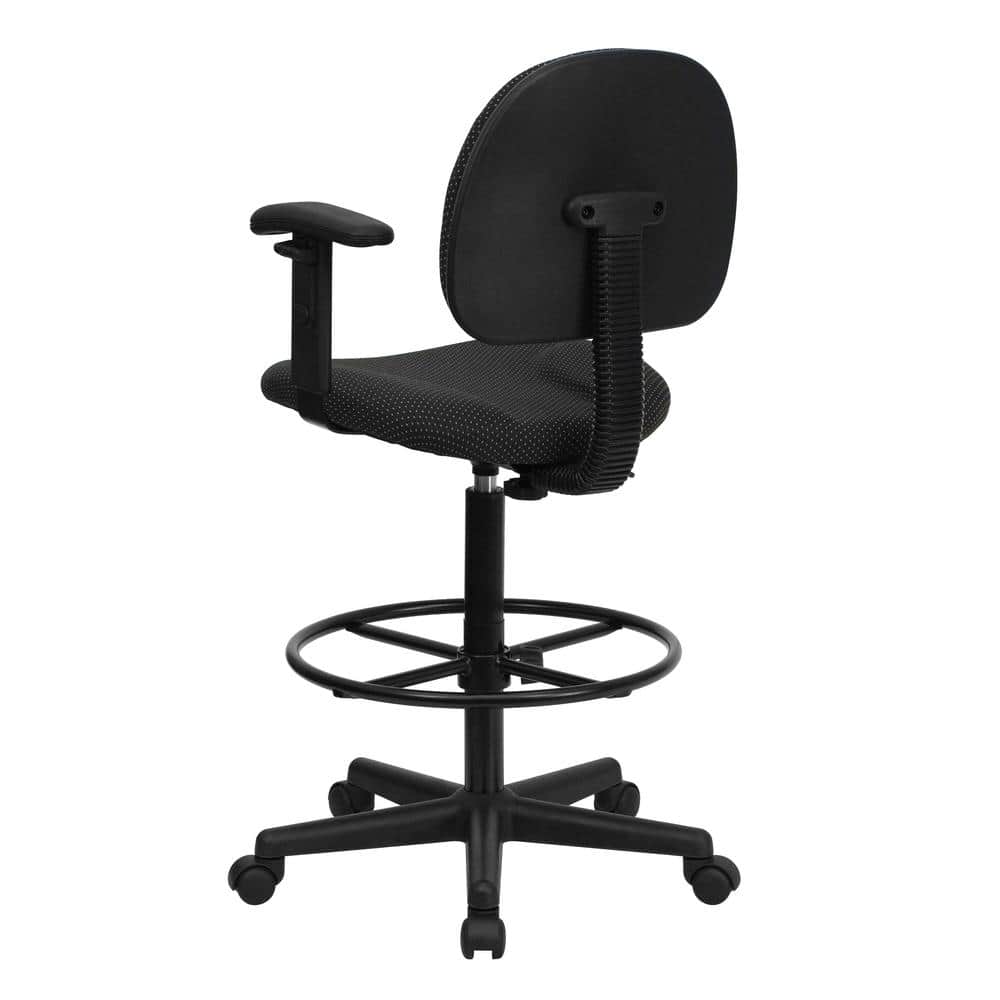 Ergonomic Black Patterned Fabric Drafting Chair with Swivel Base