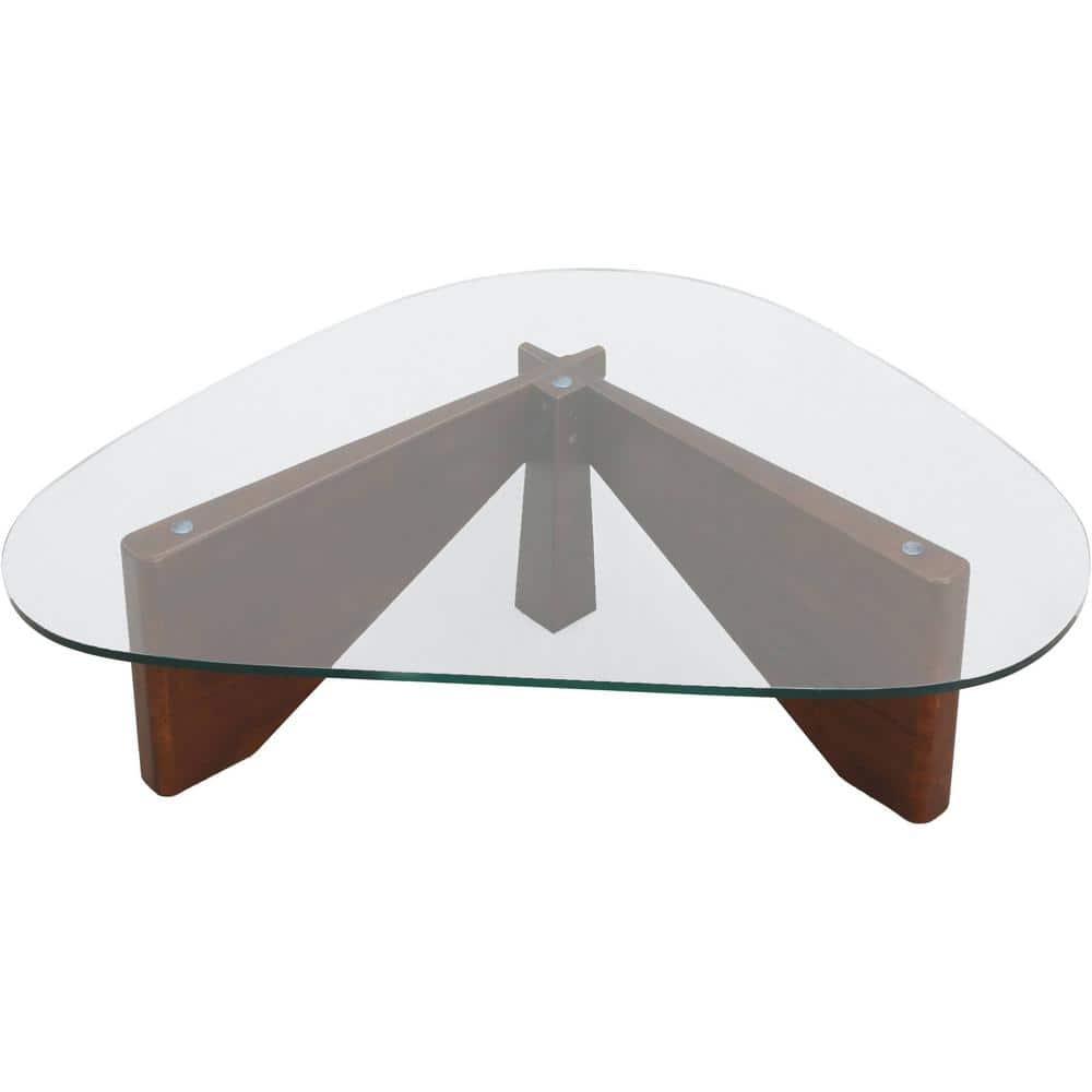 Imperial Dark Walnut Triangular Coffee Table with Glass Top