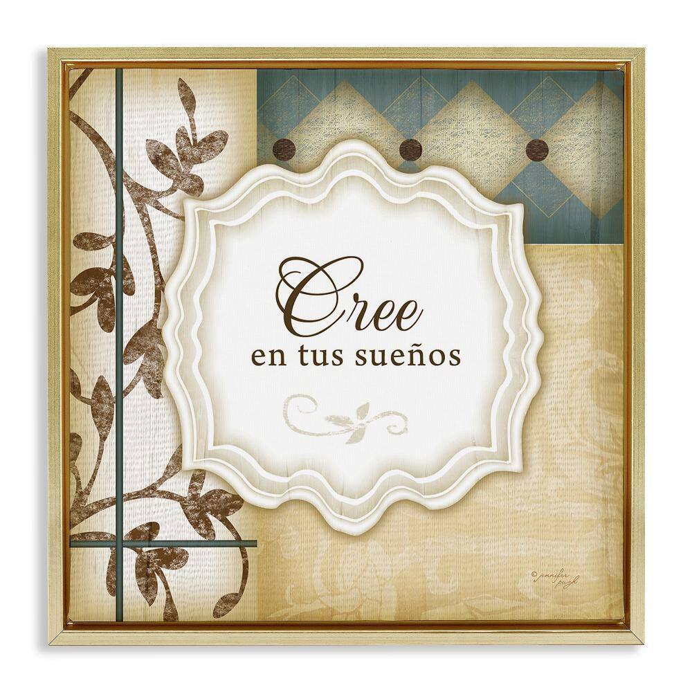 Believe in Dreams by Jennifer Pugh Gold Floater Frame Typography Graphic Art Print 18 in. x 18 in. price history on PriceWatchPro