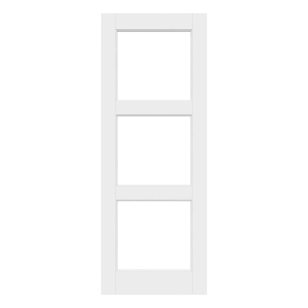 30 in. x 80 in. 3 Lite Clear Glass White Solid Core Wood Composite Primed Standard Interior Door Slab price history on PriceWatchPro