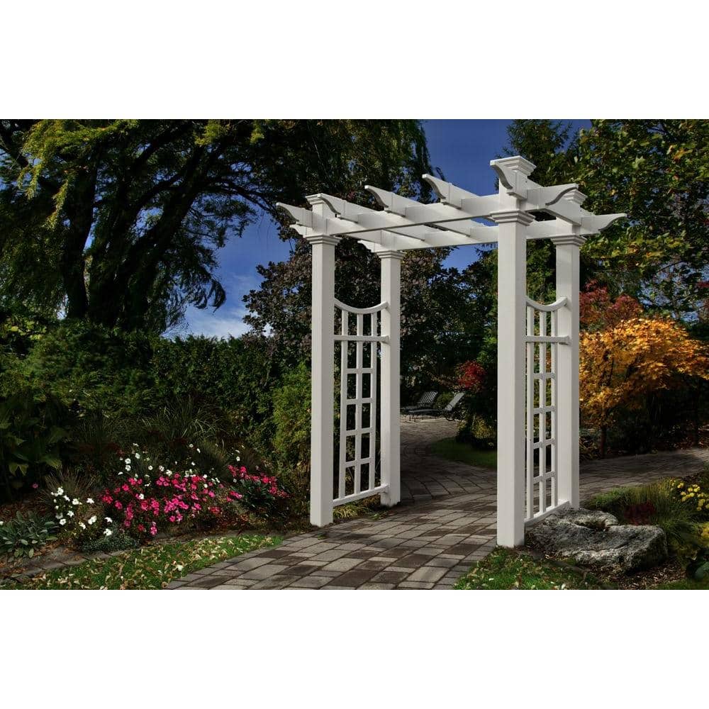 White Vinyl Garden Arbor with Smooth Semi-Gloss Finish
