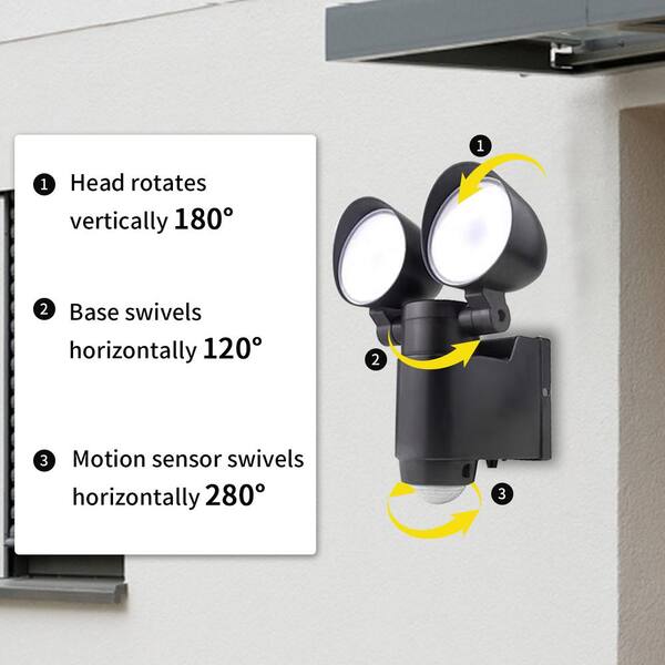 Everyday Home, Dual Head Motion Sensor LED Wireless Security Light- Outdoor Porch, Deck, Window Adjustable Light, Battery Powered- By Stalwart Security- Black Everyday Home, Dual Head Motion Sensor LED Wireless Security Light- Outdoor Porch, Deck, Window Adjustable Light, Battery Powered- By Stalwart Security- Black