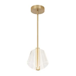 Mulberry 11 in. 1 Light 44-Watt Brushed Gold/Light Guide Integrated LED Pendant Light