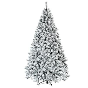 7.5 ft. Unlit Premium Snow Flocked Hinged Artificial Christmas Tree with Metal Stand