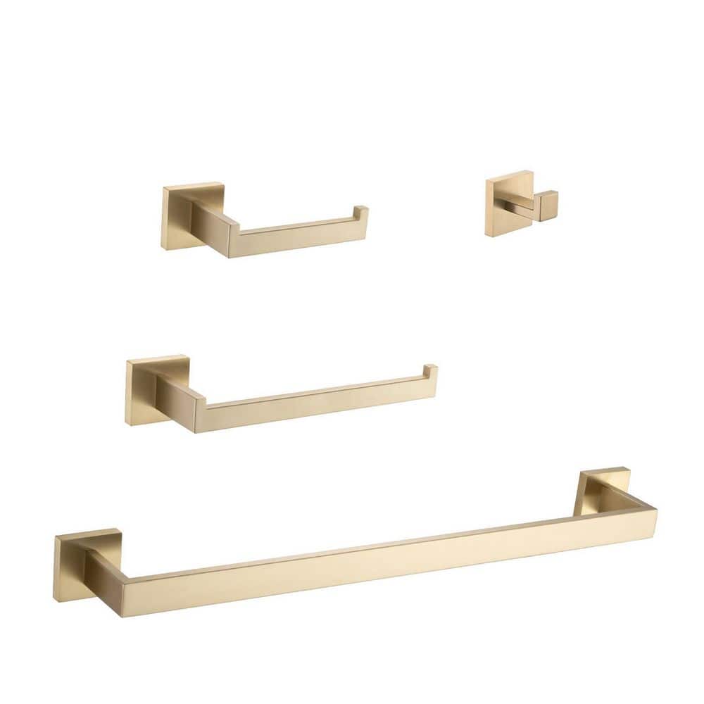 4 -Piece Bath Hardware Set with Towel Bar, Toilet Paper Holder, Robe Towel Hooks in Gold price history on PriceWatchPro