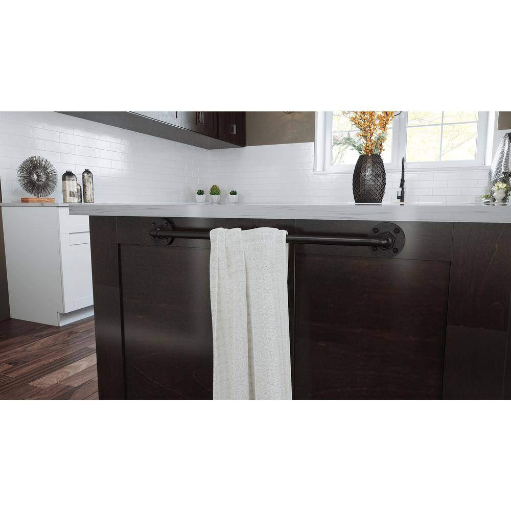 Kimball 24-Inch Satin Black Industrial Wall Mounted Towel Bar