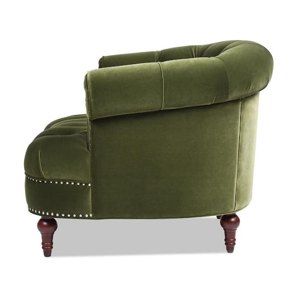 La Rosa Olive Green 40 in. Traditional Velvet Tufted Living Room Accent Arm Chair