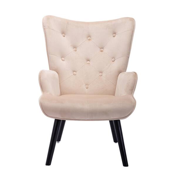 Beige velvet accent chair Outlet