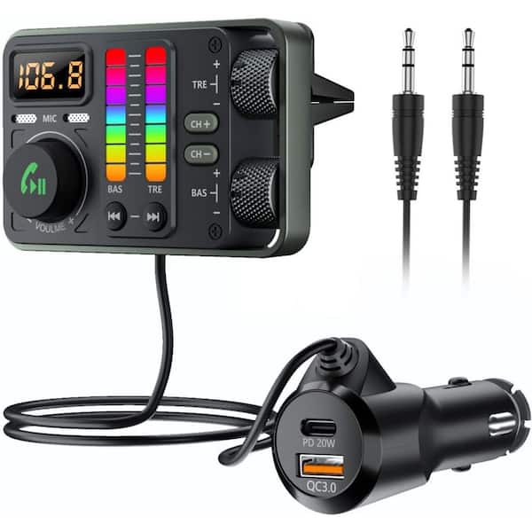 OBJLGEV Bluetooth 5.3 Car FM Transmitter Hi-Fi Treble and Bass Music Player PD20W QC18W Fast Charger Radio Adapter Dual Mics