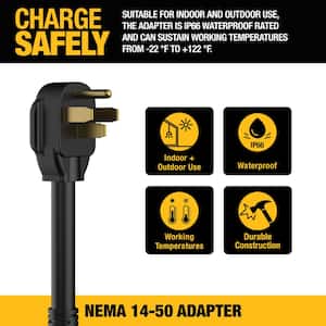 NEMA 14-50 Adapter 32 Amp/240-Volt Compatible 32 Amp Portable EV Charger, High Power Connector, Easy Connect