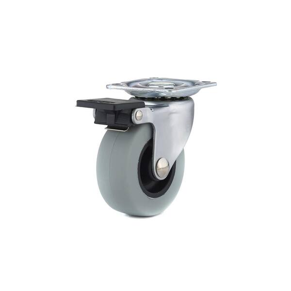 Richelieu Hardware 1-31/32 in. Gray Swivel with Brake plate Caster, 88.2 lb. Load Rating