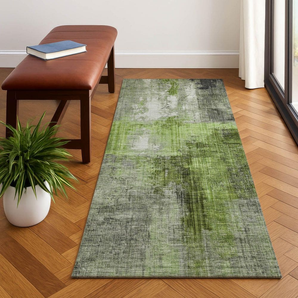 Mayfield Premium Machine Washable Abstract AMF1759 Fern 2 ft. 3 in. x 7 ft. 6 in. Runner Rug price history on PriceWatchPro