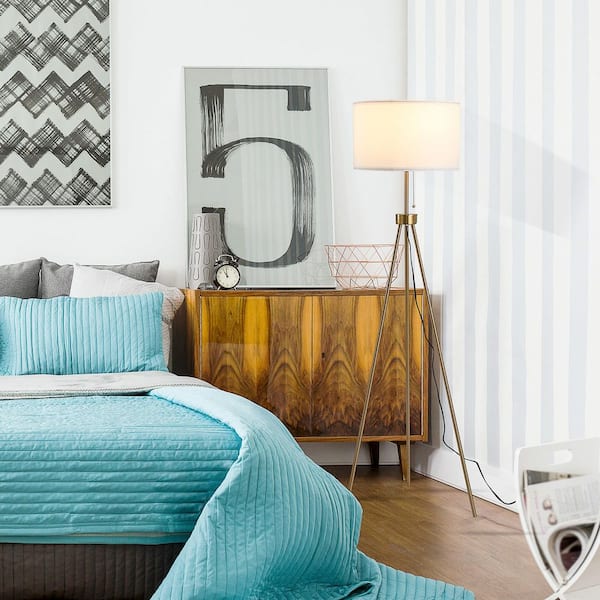 60 in. Gold 1-Light Tripod Floor Lamp for Living Room, Bedroom No Bulbs Included