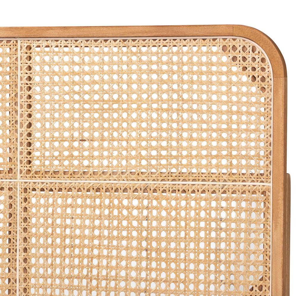 Natural Brown Bayur Wood and Rattan Queen Headboard