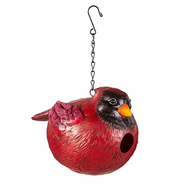 Evergreen Enterprises 9 in. Resin Portly Birdhouse, Curt the Cardinal