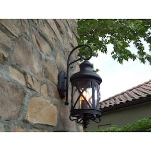Taysom 2-Light Black Outdoor Wall Mount Barn Light Sconce Lantern