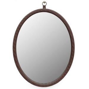23.62 in. W x 29.92 in. H Oval Wood Framed Wall Bathroom Vanity Mirror in Brown