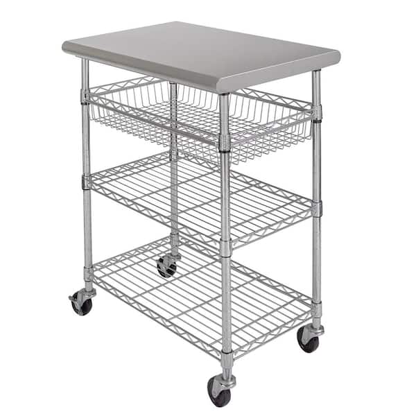Seville Classics Stainless-Steel Utility Kitchen Cart NSF, 30 in. W x 20 in. D x 36 in. H