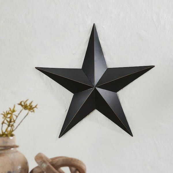 1-Piece 18 in. x 18 in. Black Distressed Metal Star Wall Decor