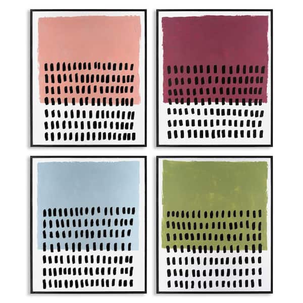 Stupell Industries Dotted Neutral Abstracts by Michael Willett 4-Pieces Black Framed Abstract Giclee Art Print 20 in. x 16 in.