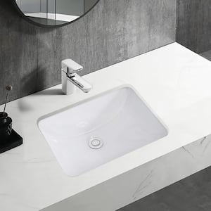20.25 in. Undermount Rectangular Bathroom Sink Basin in White Ceramic