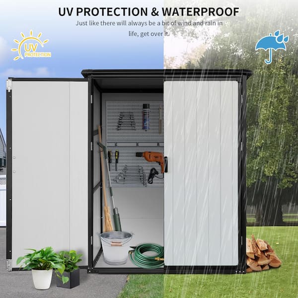 Storhaus 5 ft. W x 3 ft. D White Storage Plastic Shed Waterproof