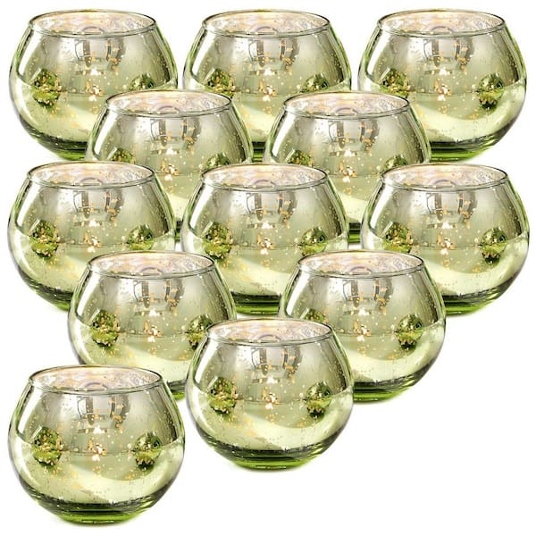 Unbranded Green Glass Votive Candle Holders 12-Pack
