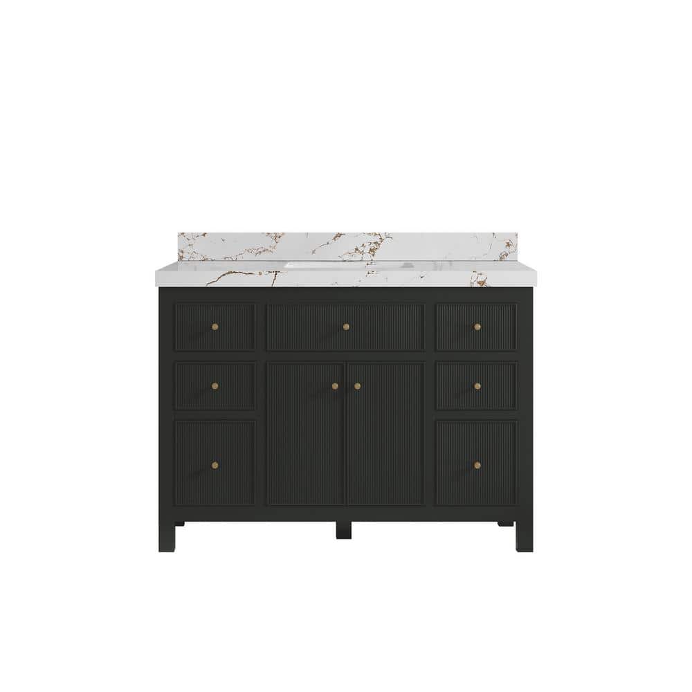 Sonoma 48 in. Single Sink Freestanding Black Top Bath Vanity with Viola Brown Quartz Top Unassembled price history on PriceWatchPro