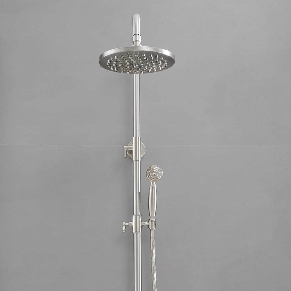 Adjustable Nickel Dual Head Rain Shower System with Handheld