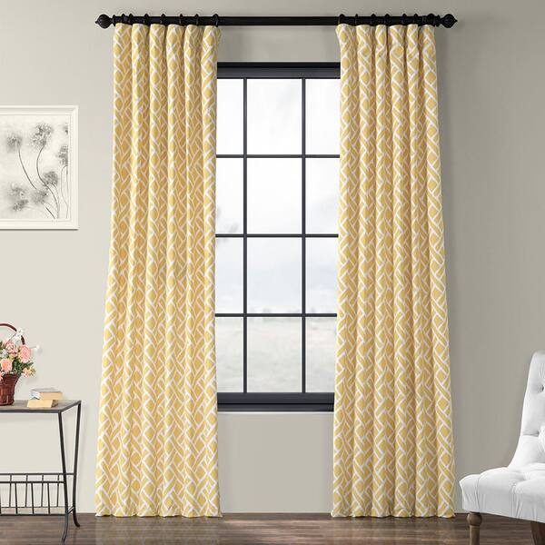 Exclusive Fabrics Furnishings Martinique Yellow Room Darkening Printed Cotton Curtain 50 In W X 120 L Prct D07a The Home Depot Exclusive Fabrics Furnishings, Yellow Curtains For Living Room
