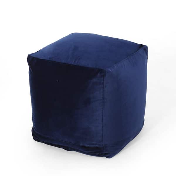 HOMCOM 16 Cube Modern Linen Fabric Pouf Footrest Ottoman - Dark Blue
