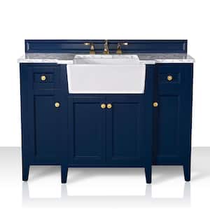 Adeline 48 in. W x 20.1 in. D Bath Vanity in Heritage Blue with Marble Vanity Top in Carrara White with White Basin