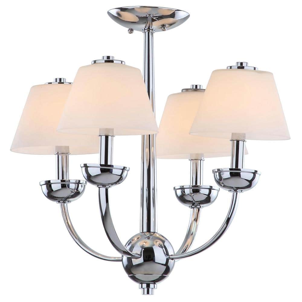 Yardley Chrome 4-Light Chandelier with Etched Glass Shades