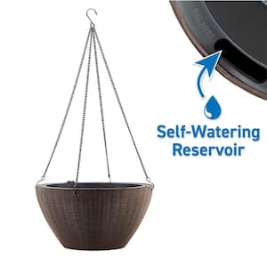 Magic Pot 13 Medium in. x 13 in. 10 qt. Chestnut Brown Resin Self-Watering High-Density Hanging Basket Planter