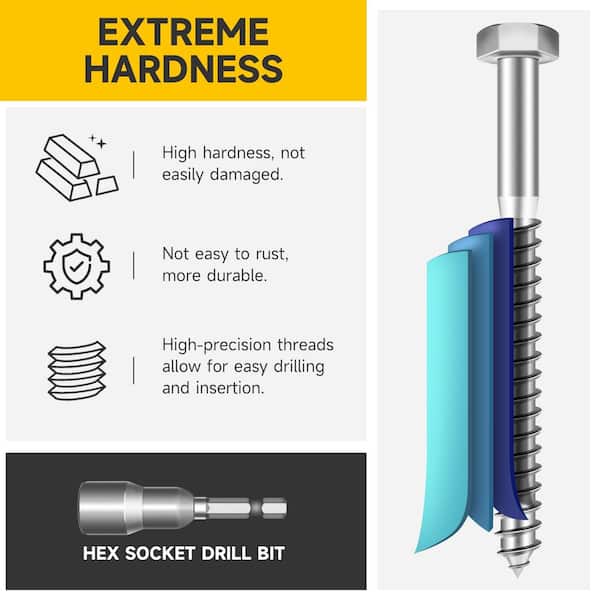 1/4 in. x 2 in. Stainless Steel Hex Drive Hex Head Lag Screws (20-Pack)