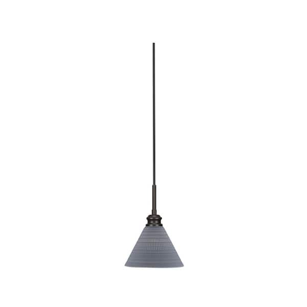 Unbranded Albany 60-Watt 1-Light Espresso Pendant Mini Pendant Light Gray Matrix Glass and Light Bulb Not Included