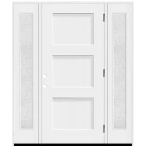 Legacy 68 in. x 80 in. 3P Equal Shaker LHOS Unfinished White Fiberglass Prehung Front Door w/Rain 14 in. SLs 4-9/16 Jamb