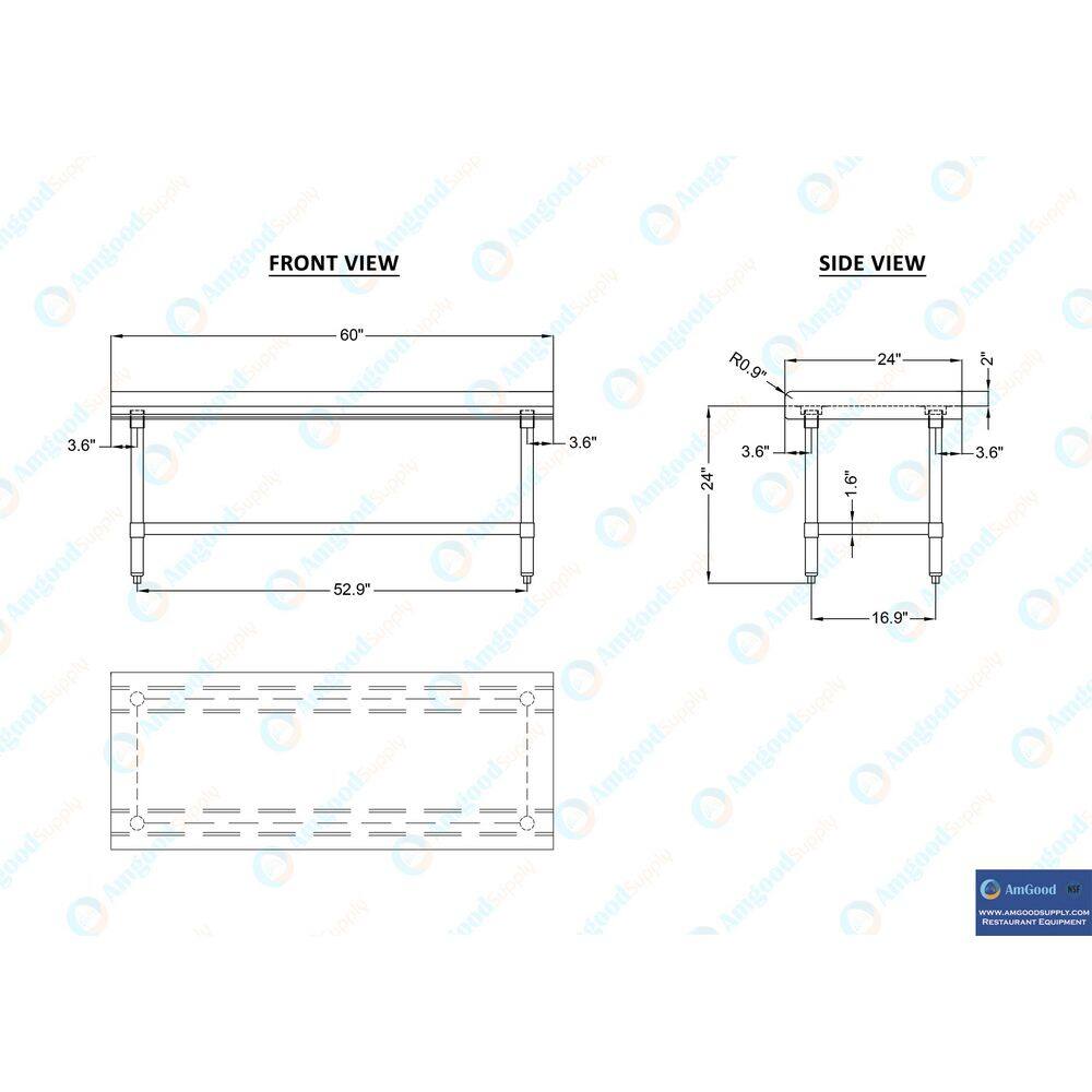 60" Stainless Steel Equipment Stand with Galvanized Undershelf