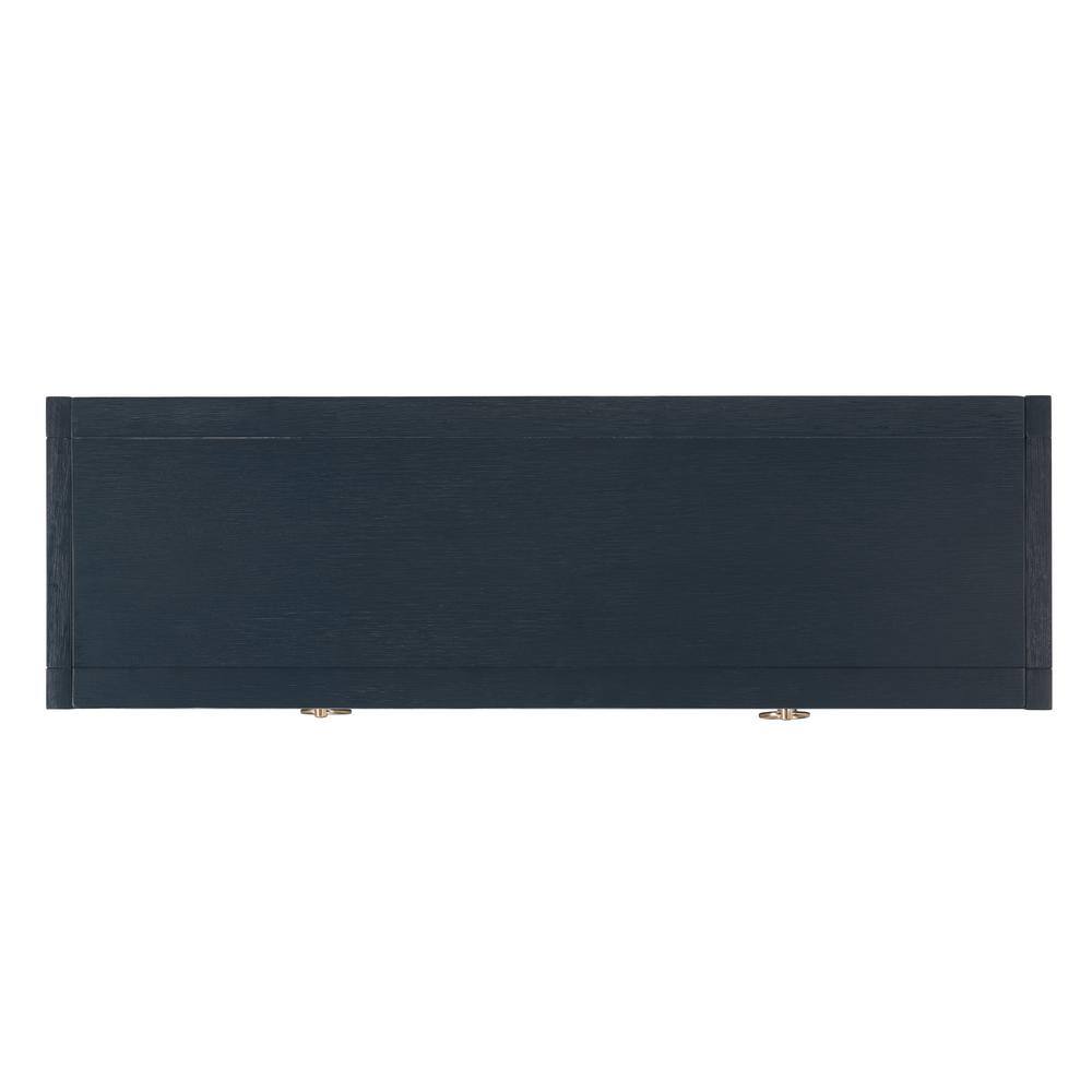 Navy Blue Wood and Metal Console Table with Storage