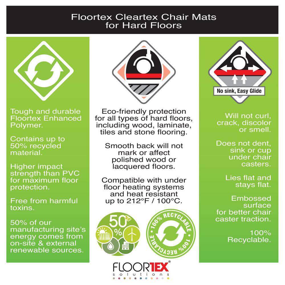 Clear Enhanced Polymer Rectangular Chair Mat for Hard Floors