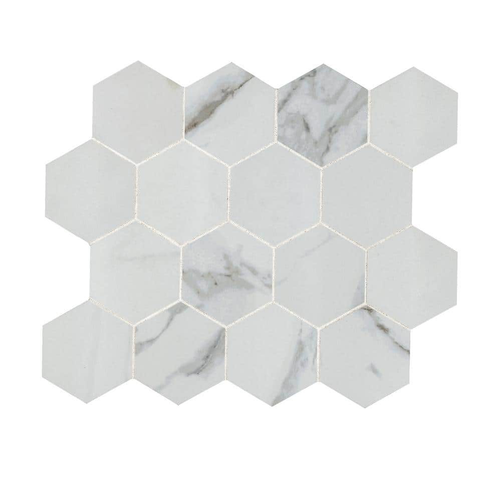 Take Home Sample-Carrara 4 in. x 4 in Polished Porcelain Mesh-Mounted Mosaic Floor and Wall Tile price history on PriceWatchPro
