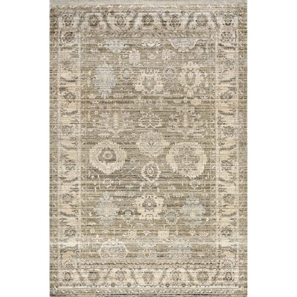 nuLOOM Bryony Medallion Indoor/Outdoor Light Grey 7 ft. 5 in. x 9 ft. 6 in. Area Rug