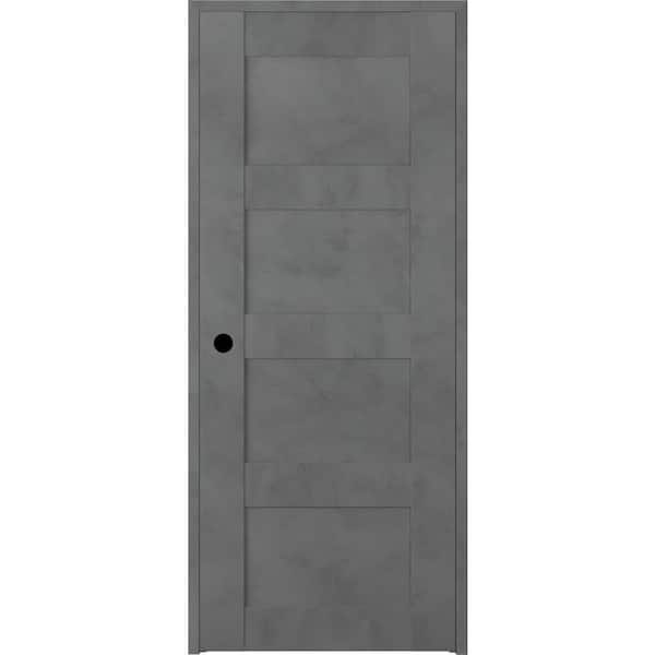 Unbranded 32 in. x 80 in. Vona Right-Handed Solid Core Dark Urban Textured Wood Single Prehung Interior Door