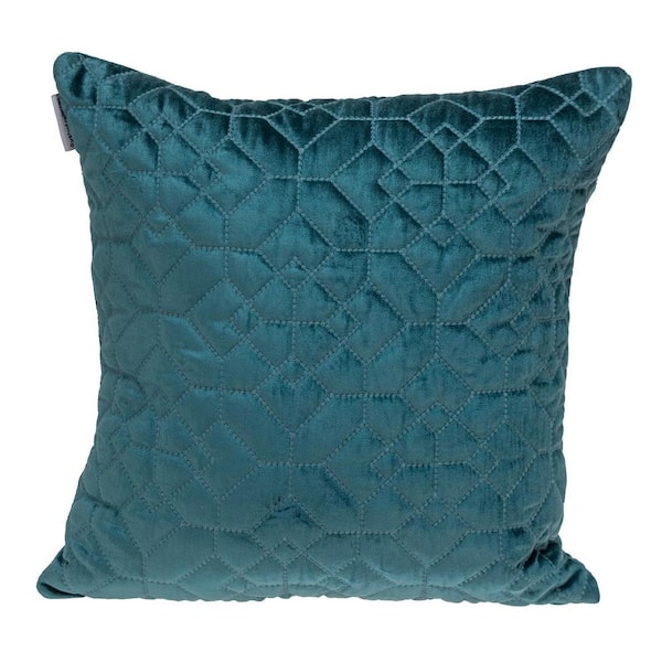 Sora Transitional Quilted Teal Throw Pillow